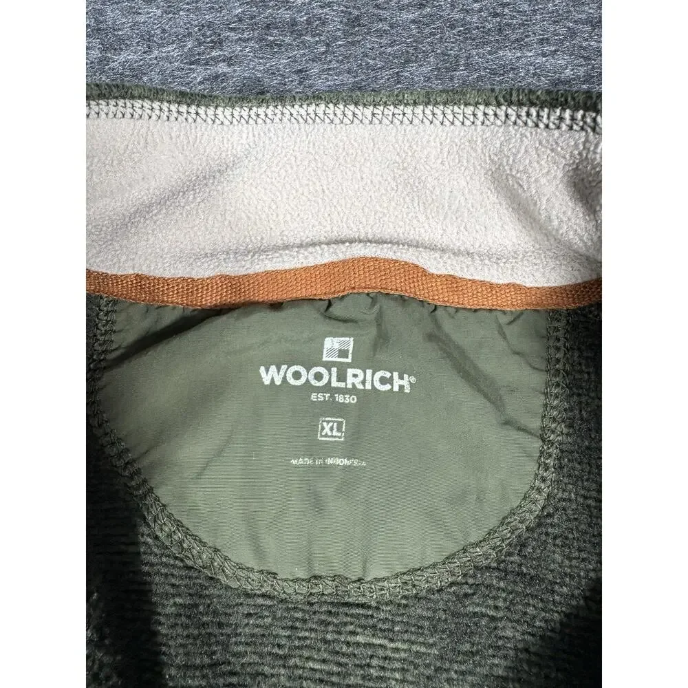 Woolrich Sweater Mens XL Green Snap Henley Mock Neck Pullover Sweatshirt